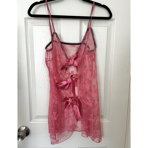 Fleur Du Mal Untie Me Floral Lace Nightie Slip Lingerie Cami w/Satin Ribbon Bows - Picture 4 of 11